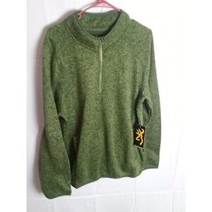 Browning Buck Brand 1/4 Zip Pullover Sweater Sweatshirt Mens Sz M Medium Green